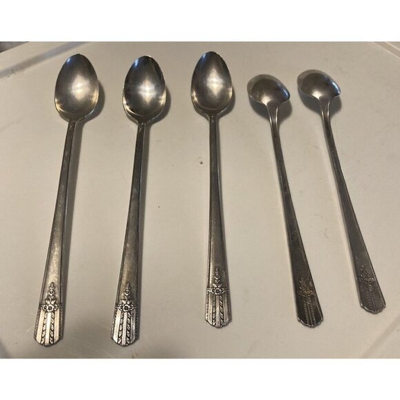 5 Pieces Wm A Rogers Everlasting Iced Tea Spoons Silverplate A1 Plus Silverware - Picture 2 of 6
